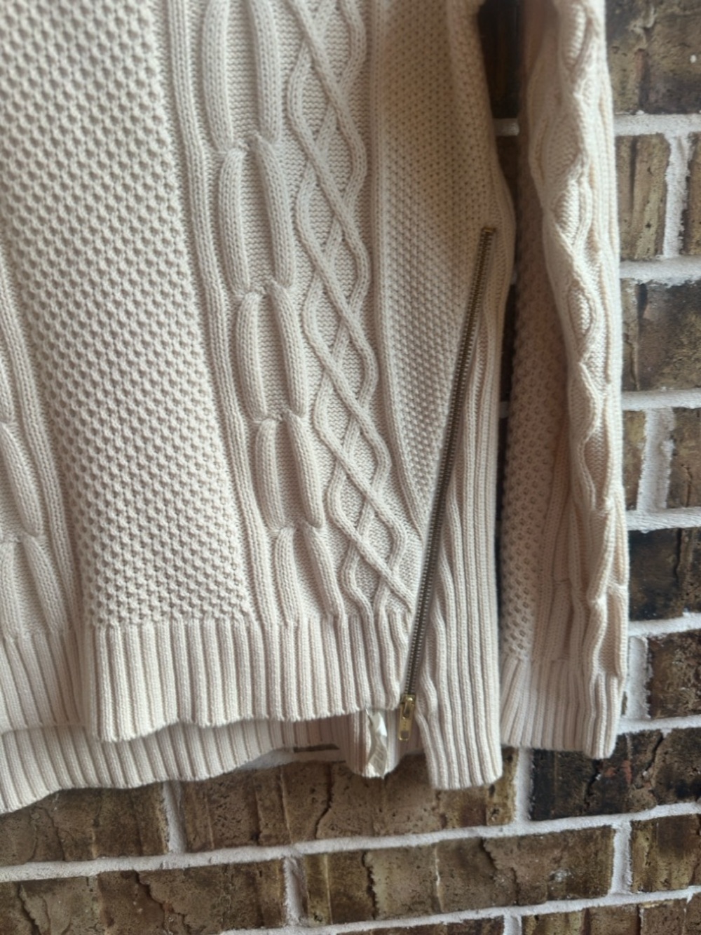 Cabi Cream Cable & Seed-Stitch Crewneck Sweater View 5